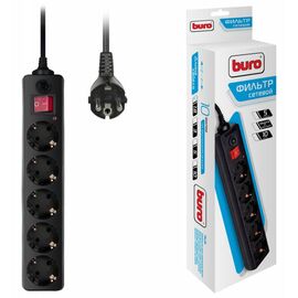  Сетевой фильтр Buro 500SH-1.8-B 1.8м (5 розеток) черный 